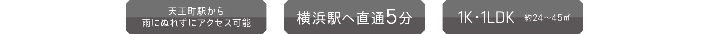 天王町から雨に濡れずにアクセス可能／横浜へ直通5分／1K・1LDK 約23-45㎡